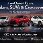 Pre-owned Lexus sedans, SUVs and crossovers including Lexus ES, RX and NX at Lexus of Concord dealership in Concord CA