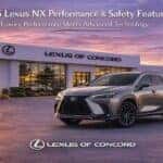 2025 Lexus NX luxury SUV parked in front of Lexus of Concord dealership showcasing performance and safety technology