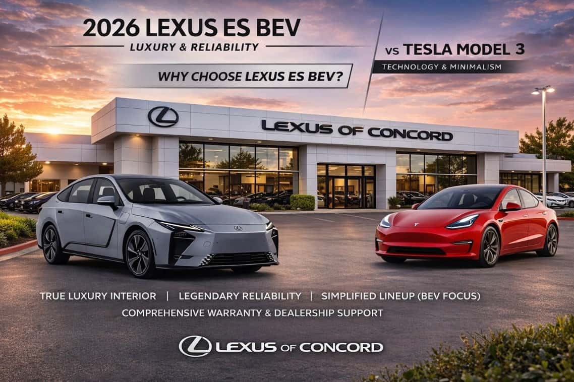 2026 Lexus ES BEV & Hybrid vs Tesla Model 3