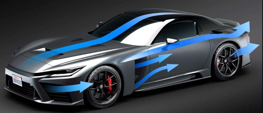 Rear design of Toyota GR GT concept supercar inspired by racing aerodynamics and Lexus performance heritage