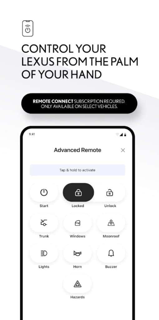 Lexus App Remote features