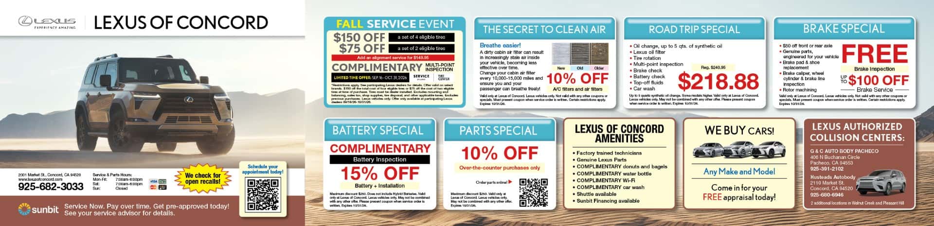 Lexus Service Special Oakland Concord Marin Napa Vallejo Dublin Danville San Ramon