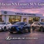 2025 Lexus NX luxury SUV lineup displayed in front of Lexus of Concord dealership in Concord California