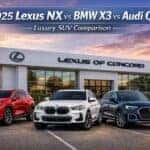 2025 Lexus NX vs BMW X3 vs Audi Q5 luxury SUV comparison at Lexus of Concord dealership in Concord California