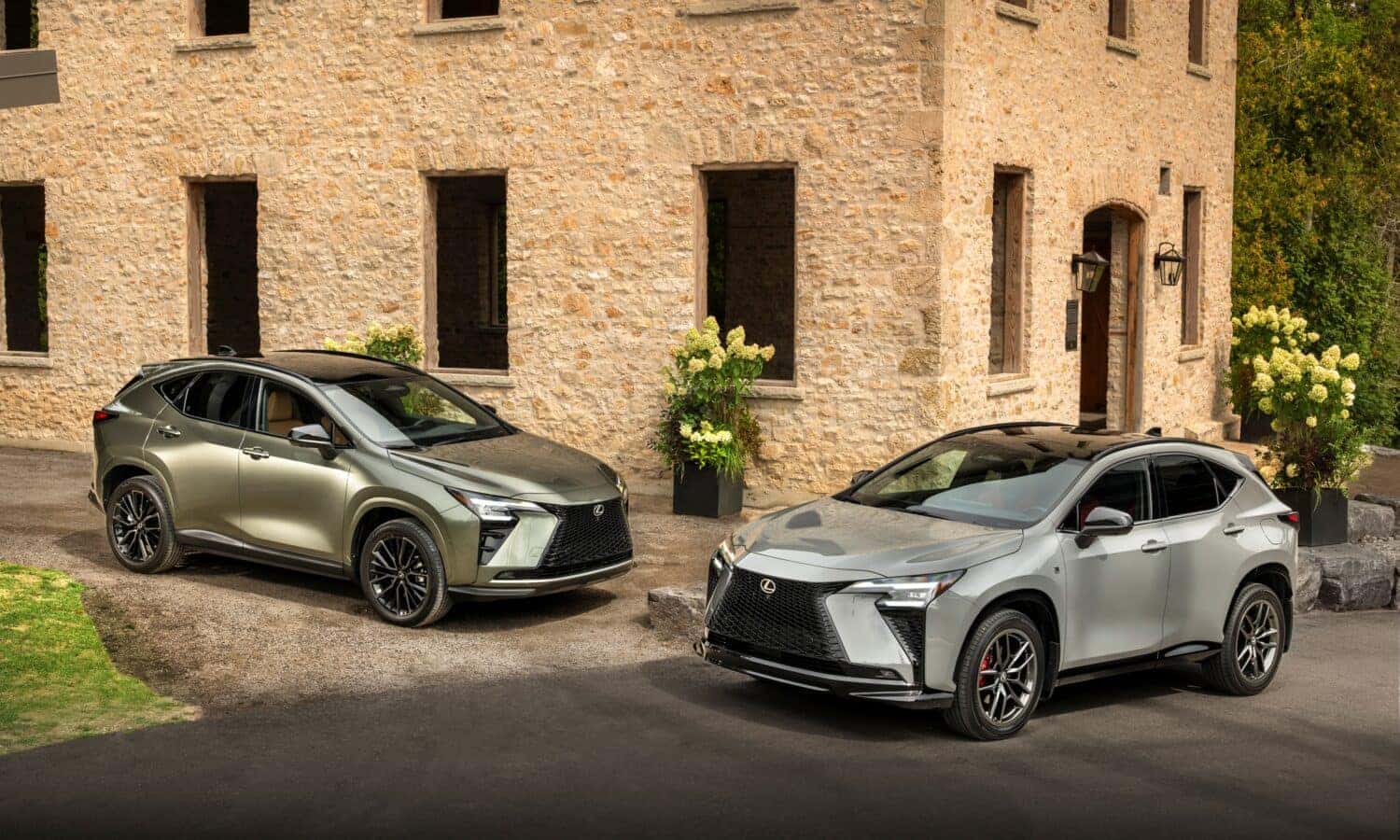 2027 Lexus NX 450h+ Luxury in Shaded Ivy beside NX 350h F SPORT in Incognito