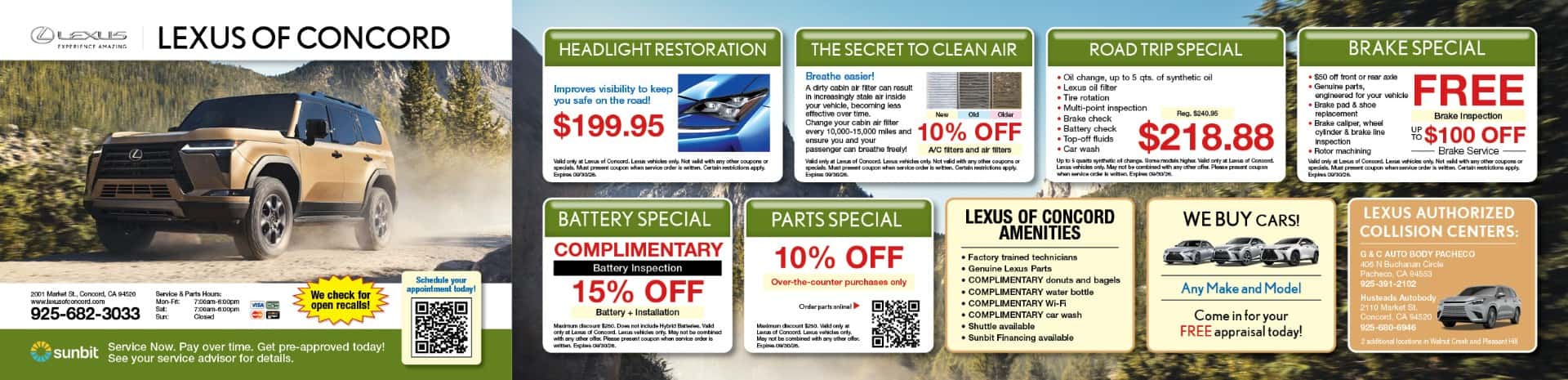 Lexus Service Special Walnut Creek Berkeley Discovery Bay Antioch El Sobrante Danville Moraga