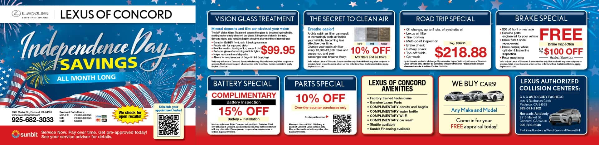 4th of July Sales at Lexus of Concord Service and Parts Special