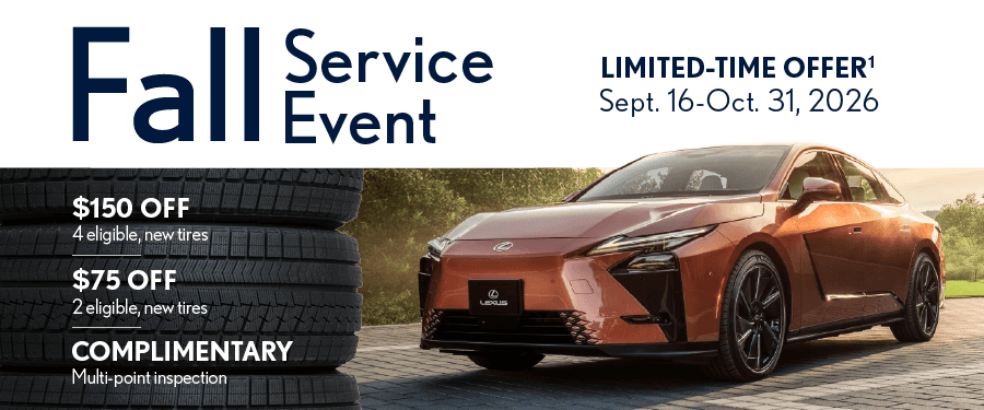 Fall is here, and so is the savings. Get $150 off 4 new tires or $75 off 2, plus a complimentary multi-point inspection — now through Oct 31