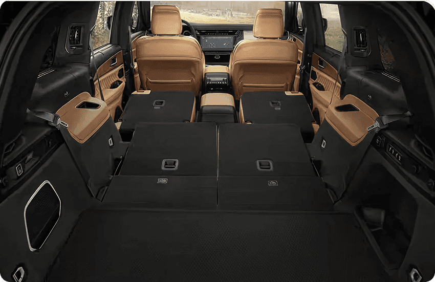 Second and third-row seats folded configuration