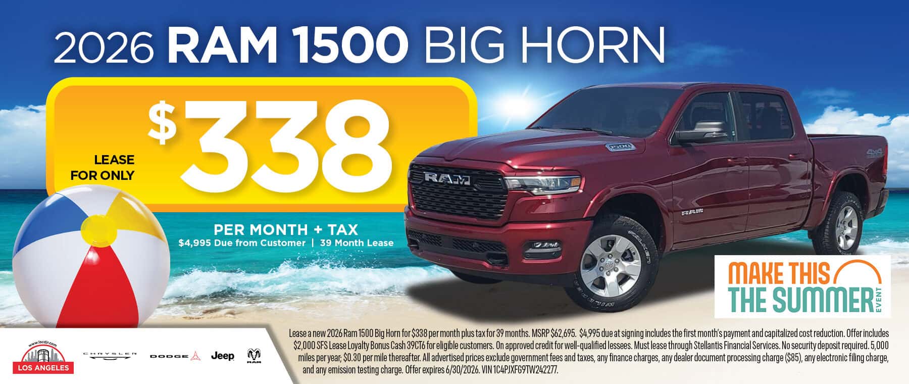 june ram 1500 big horn lease special