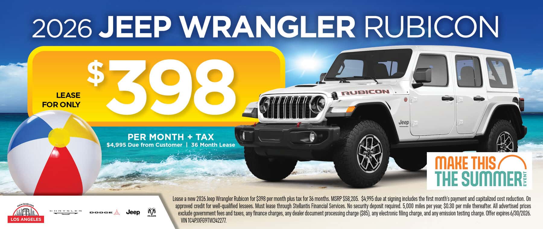 2026 Jeep Wrangler Rubicon June Lease Special
