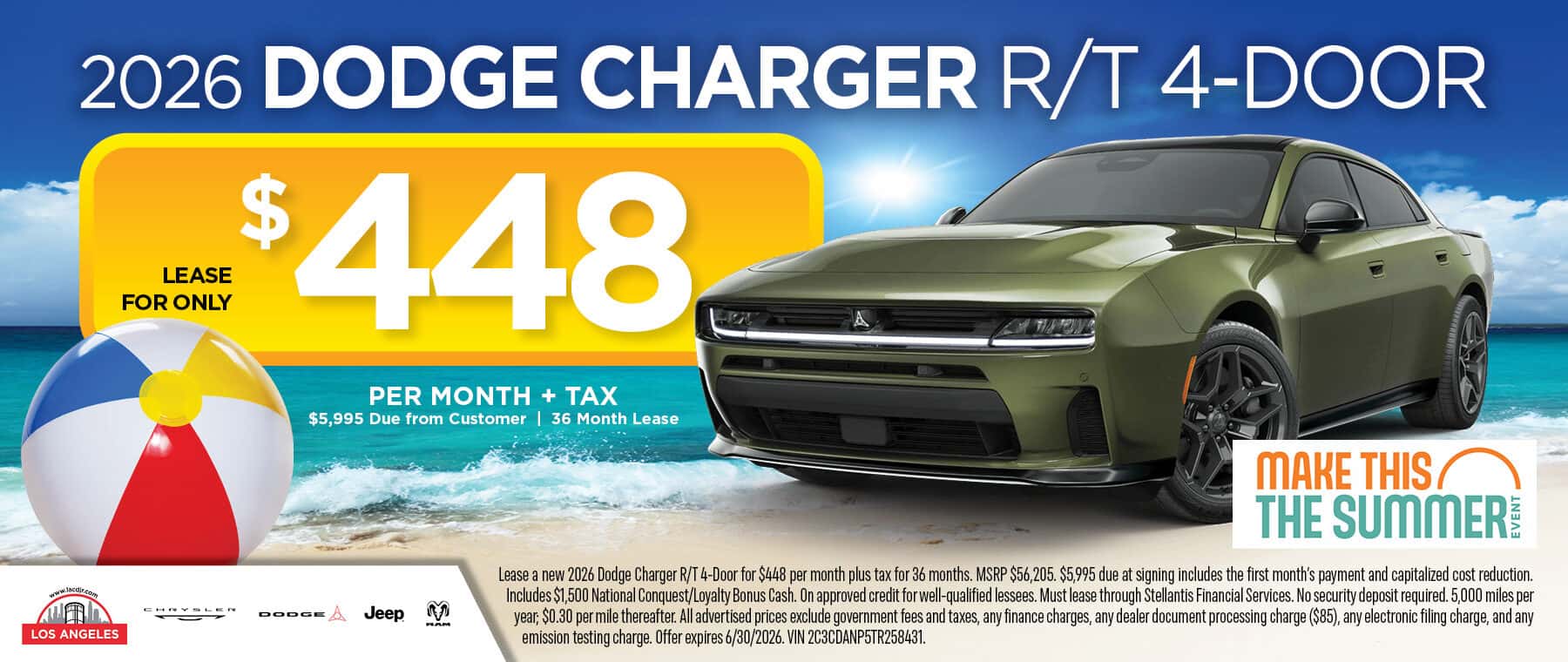 2026 Dodge Charger R/T 4 Door June Lease Special