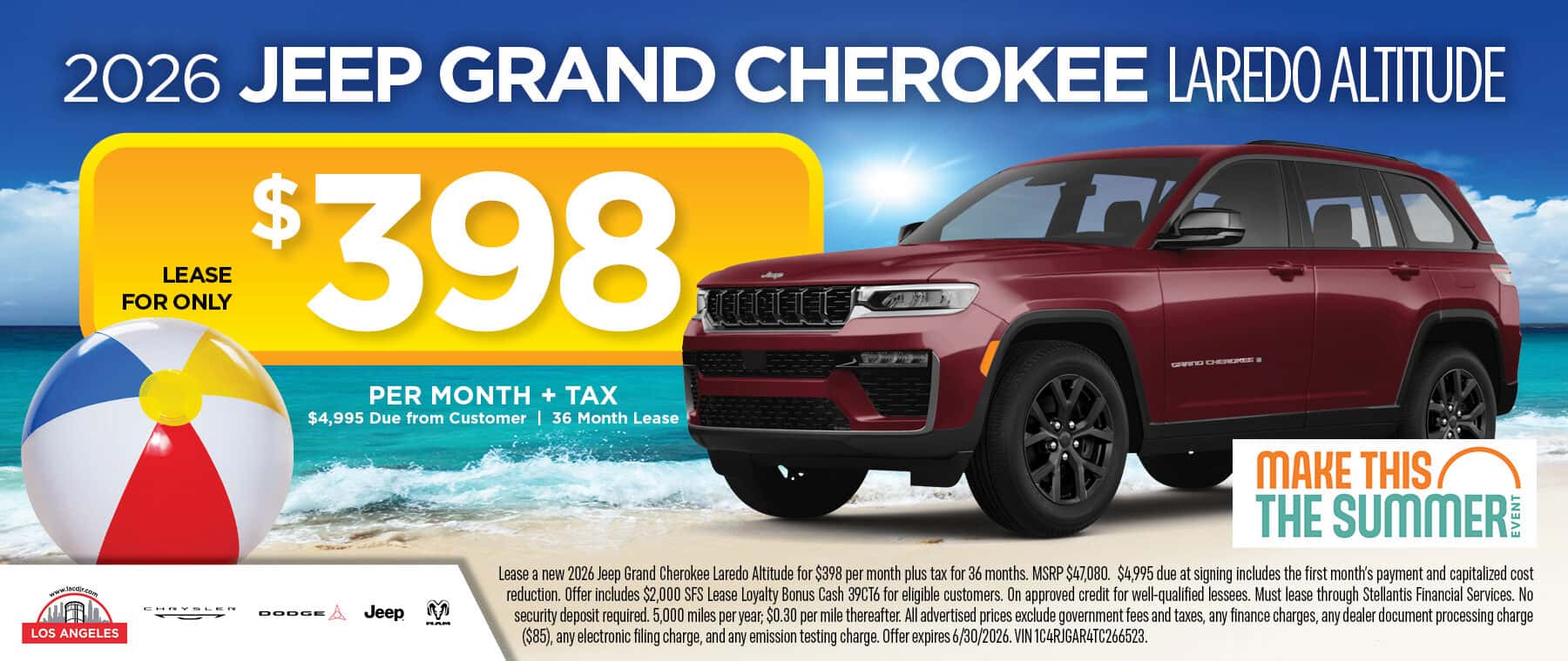2026 Jeep Grand Cherokee Laredo Altitude June Lease Special