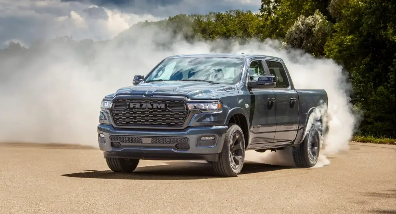 2026 RAM 1500 maneuvering creating a white smoke