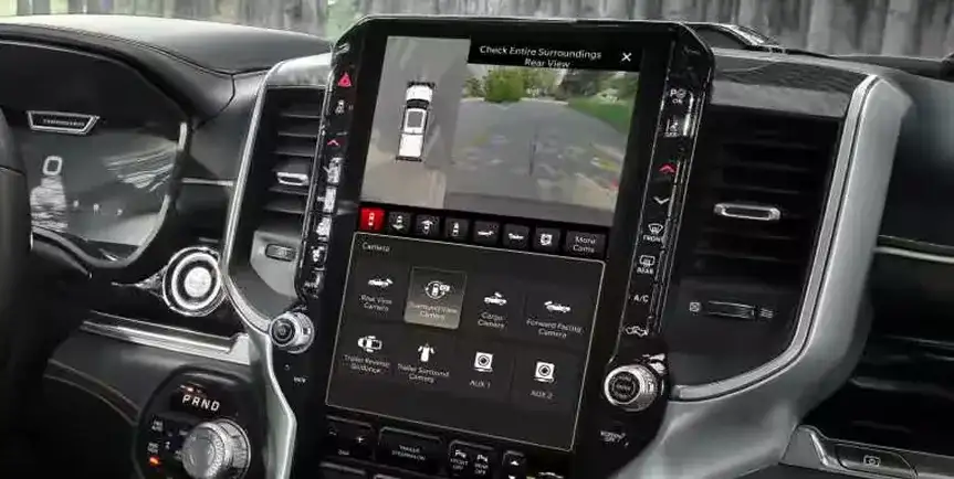 360-degree surround view camera display in the 2027 Ram 1500
