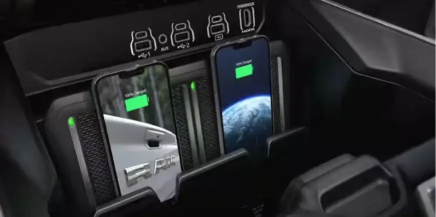 Dual wireless charging pads in the 2027 Ram 1500 center console