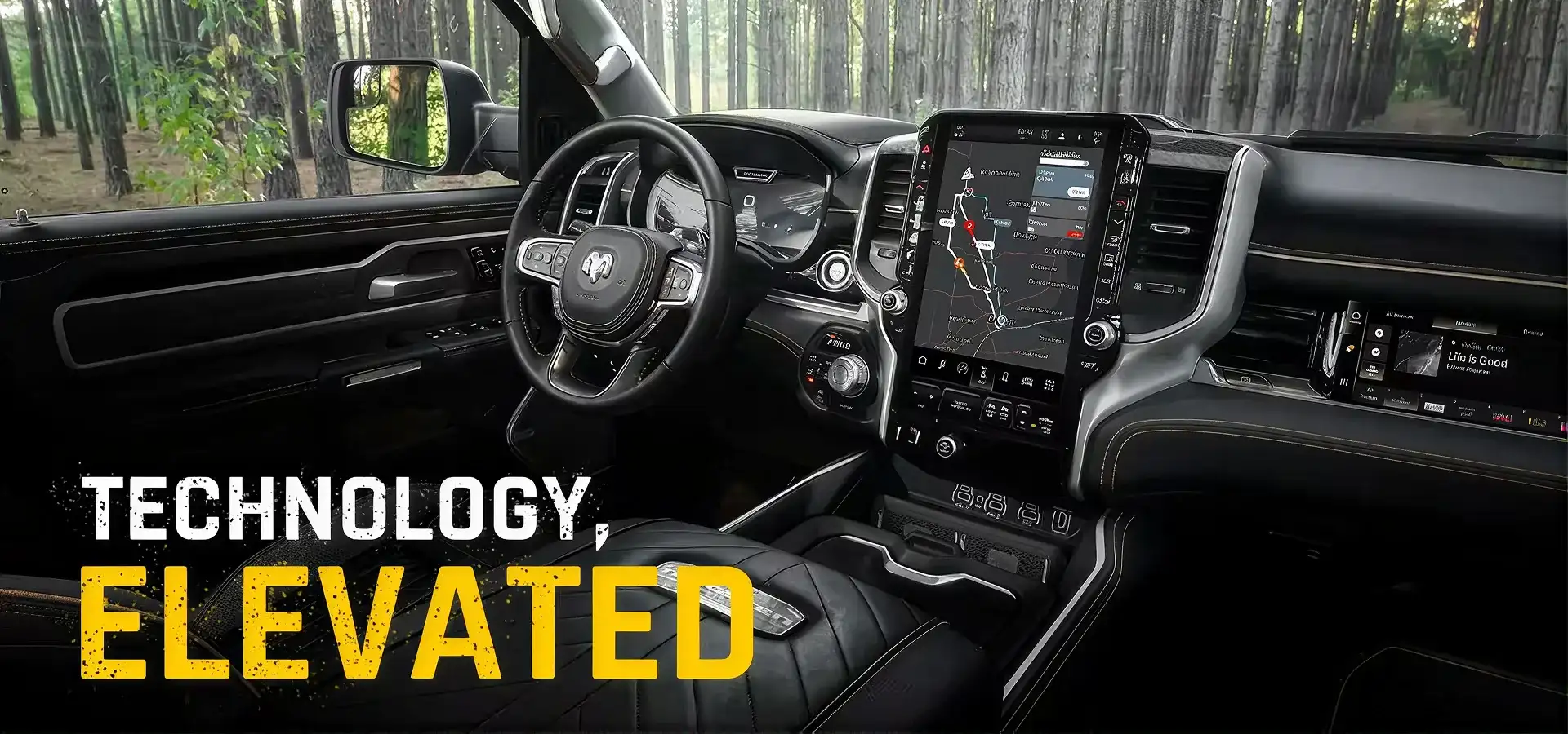 Technology, elevated - cockpit of the 2027 Ram 1500 with the Uconnect touchscreen