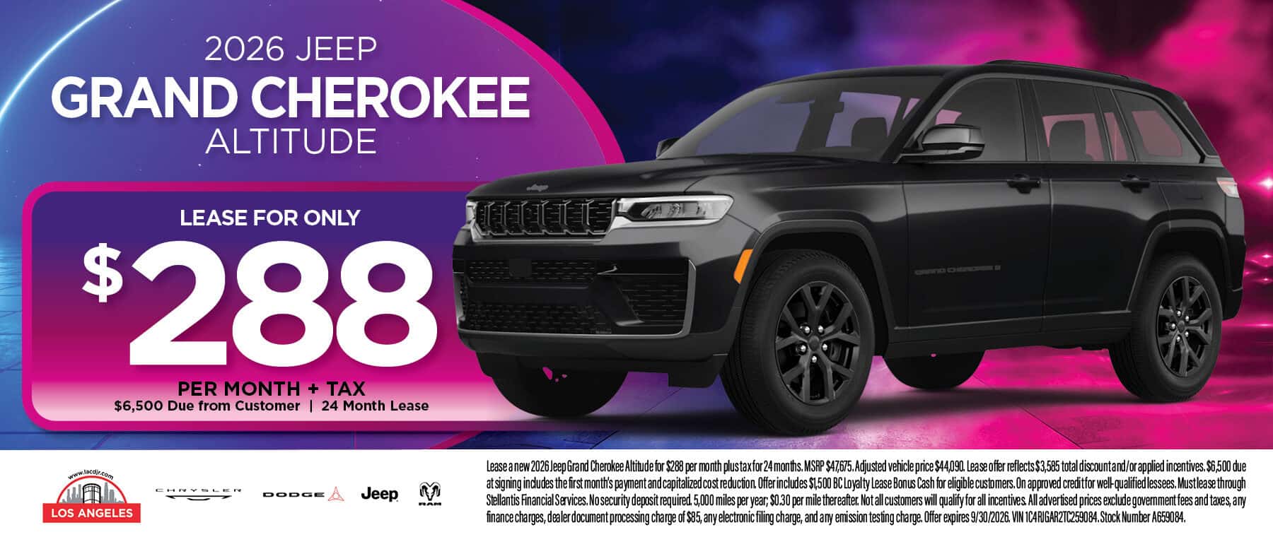 2026 Jeep Grand Cherokee Altitude lease offer at Los Angeles Chrysler Dodge Jeep Ram in Los Angeles, CA
