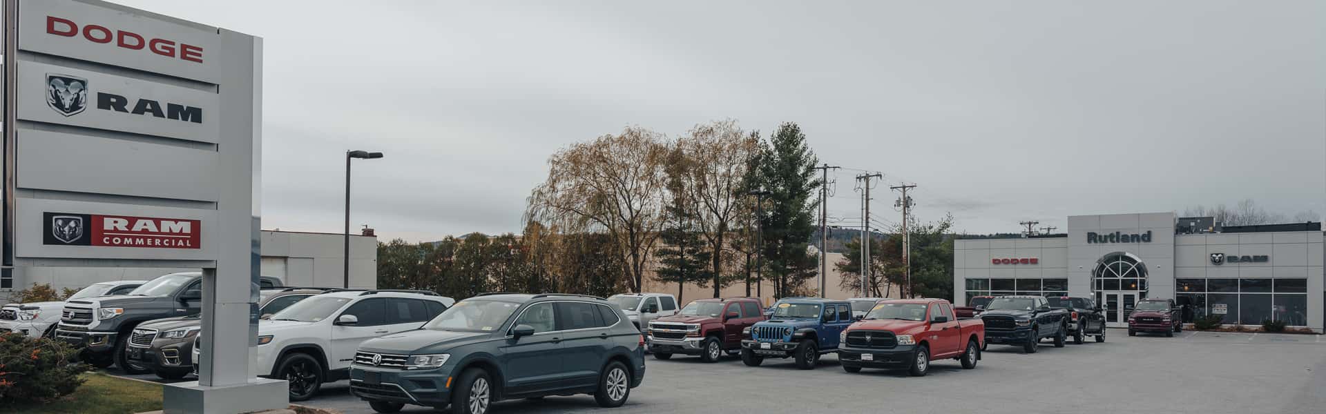 Lundgren Dodge RAM of Rutland Exterior Photograph of Dealership and small portion of lot.