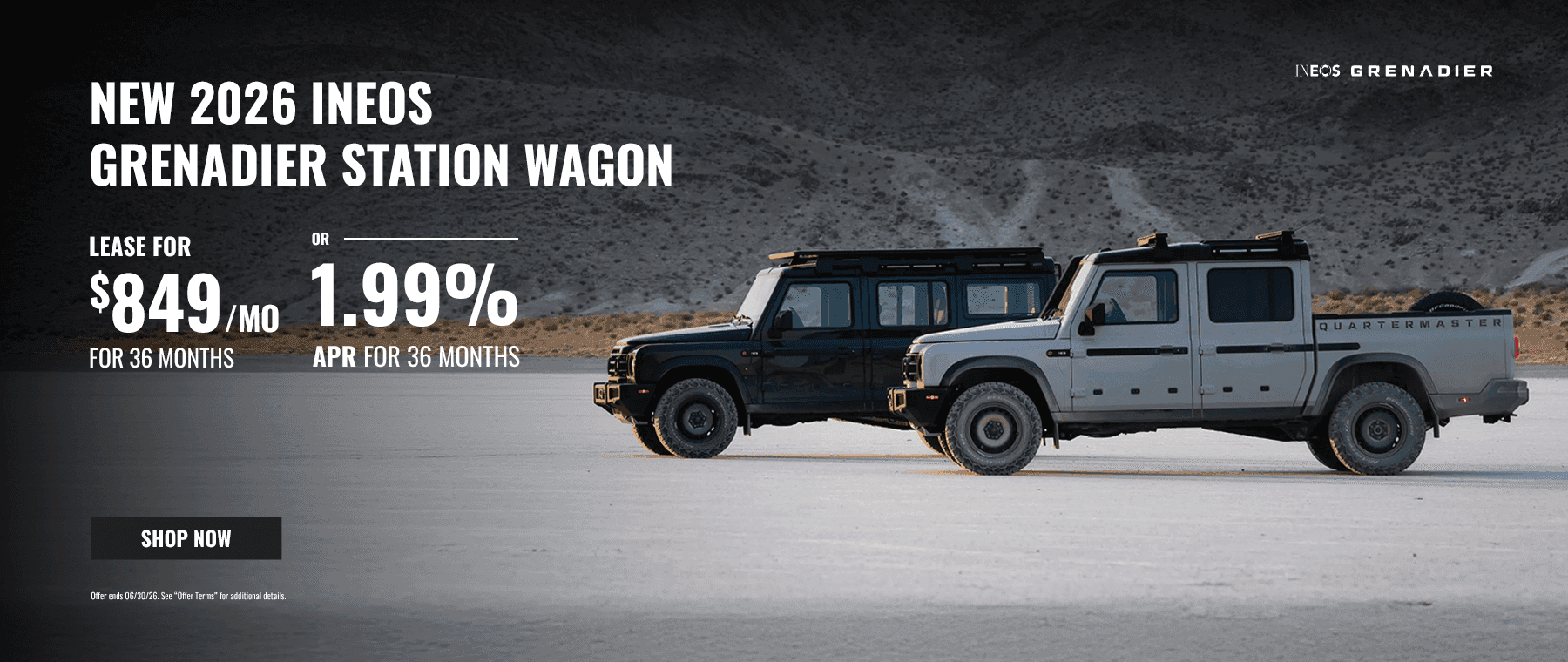 Headline New 2026 Ineos Grenadier Station Wagon Lease for $849/mo for 36 Months Or 1.99% APR for 36 Months