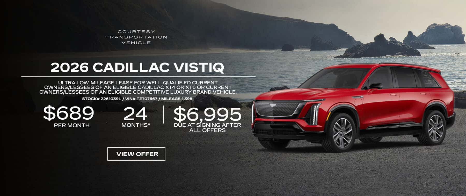 2026 Cadillac VISTIQ sport AWD courtesy vehicle lease offer in Santa Clarita.