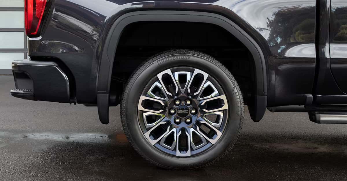 GMC Truck wheel and wheel well up cose