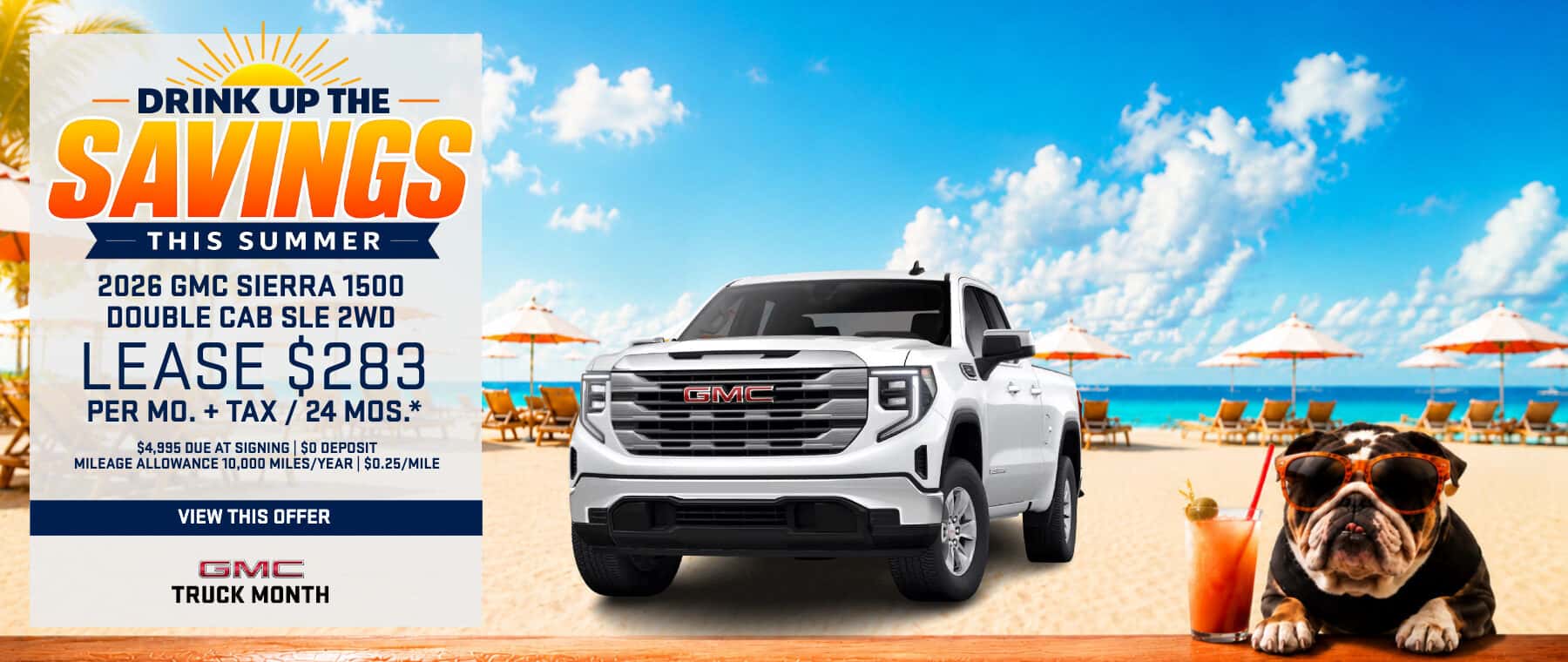 2026 GMC Sierra 1500 Double Cab SLE 2WD lease offer serving Valencia CA and the Santa Clarita Valley.