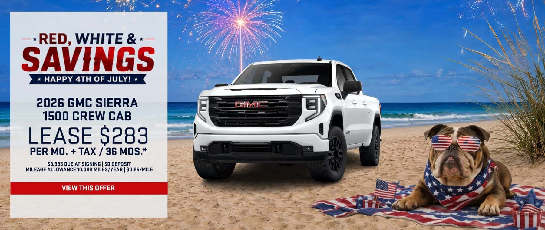 2026 GMC Sierra 1500 Crew Cab Elevation 4WD 4th of July lease offer at Magic GMC