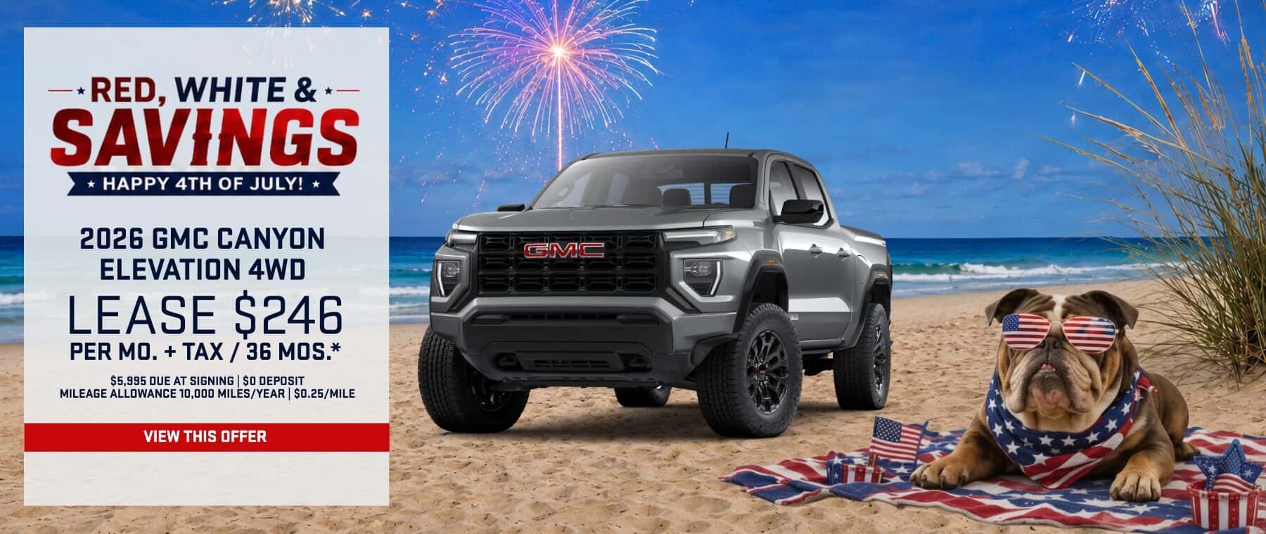 2026 GMC Canyon Elevation 4WD 4th of July lease offer at Magic GMC Valencia
