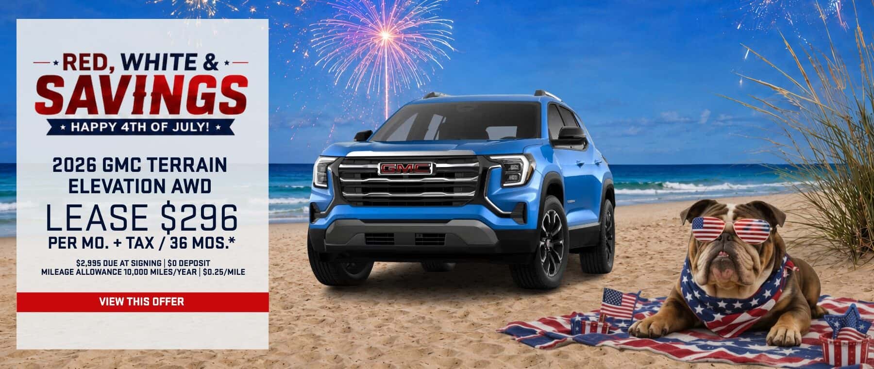 2026 GMC Terrain Elevation AWD 4th of July lease offer at Magic GMC Valencia