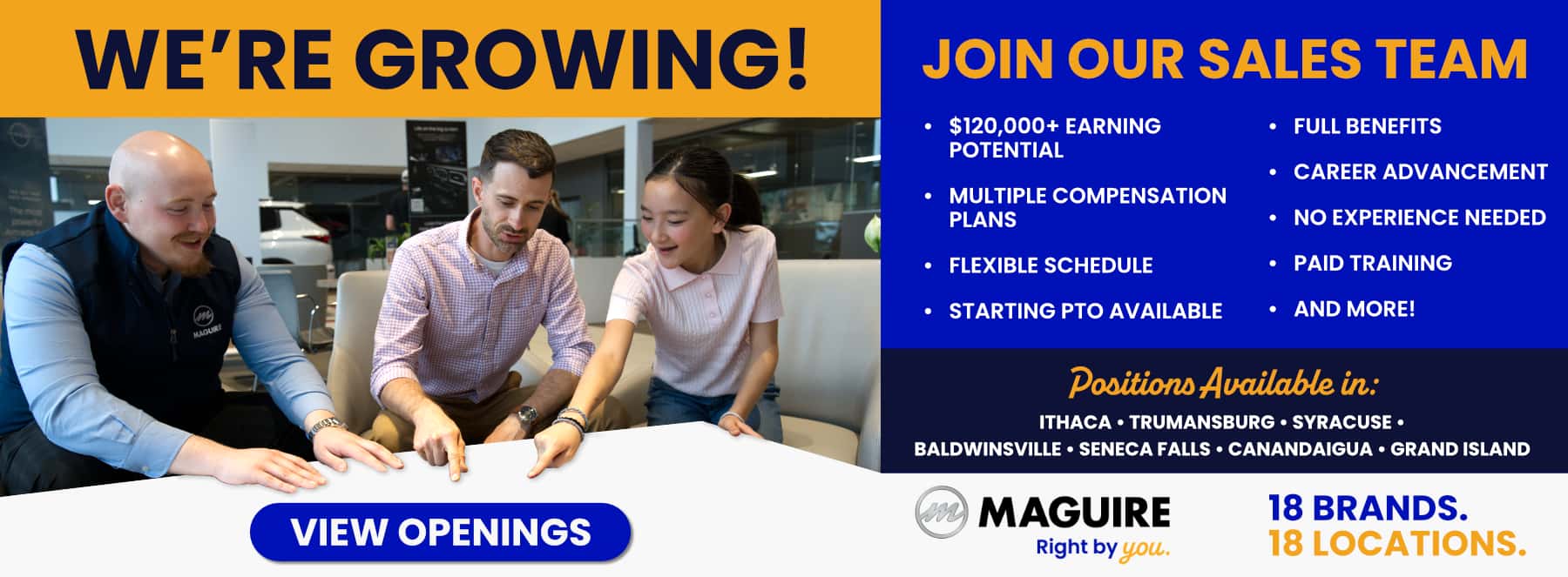 Now Hiring Sales Consultants at all Maguire Dealerships
