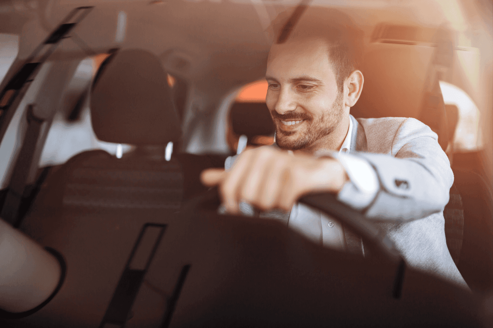 Happy Man in Driver's Seat