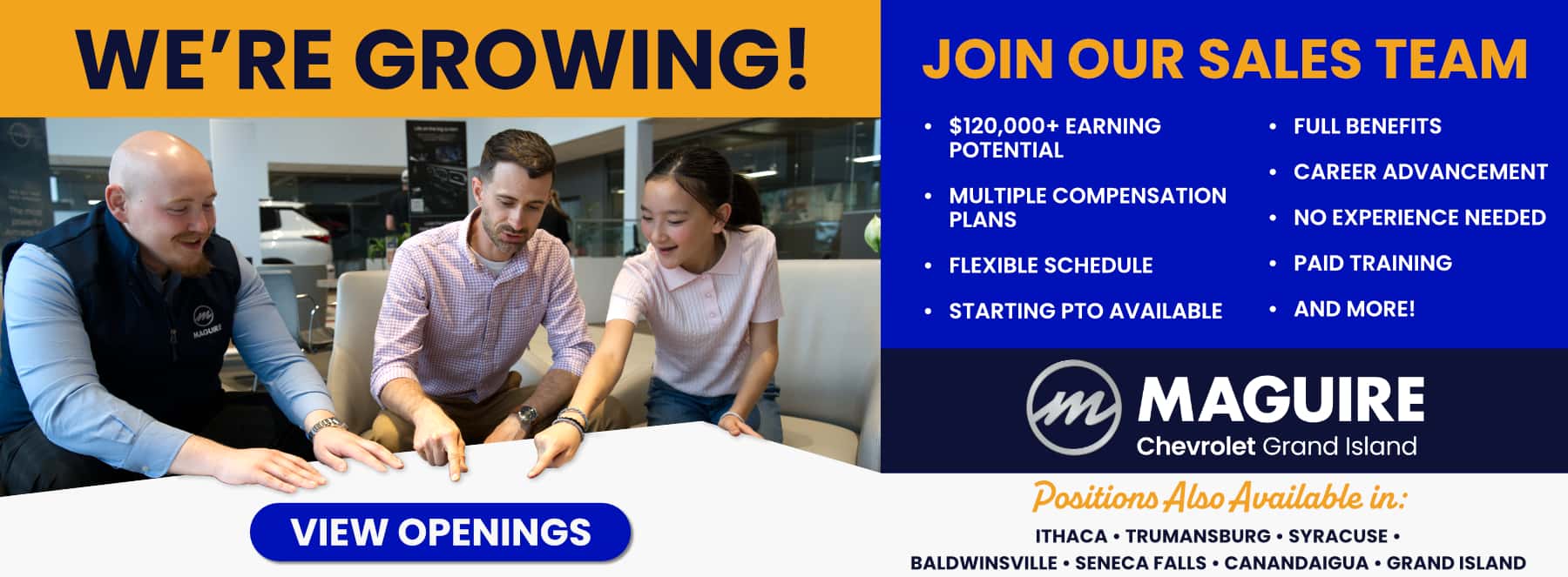 Now Hiring Sales Consultants at all Maguire Dealerships