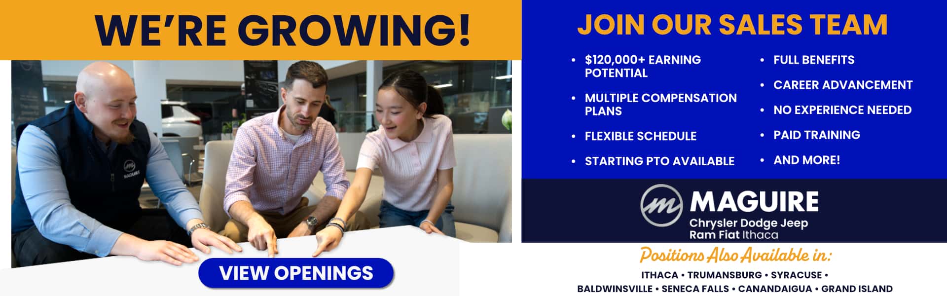 Now Hiring Sales Consultants at all Maguire Dealerships
