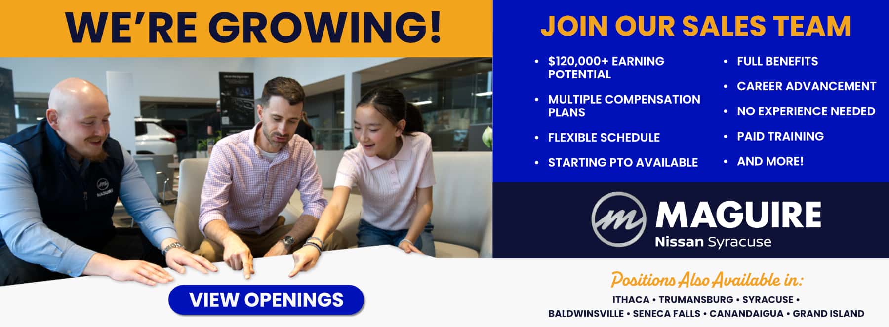 Now Hiring Sales Consultants at all Maguire Dealerships