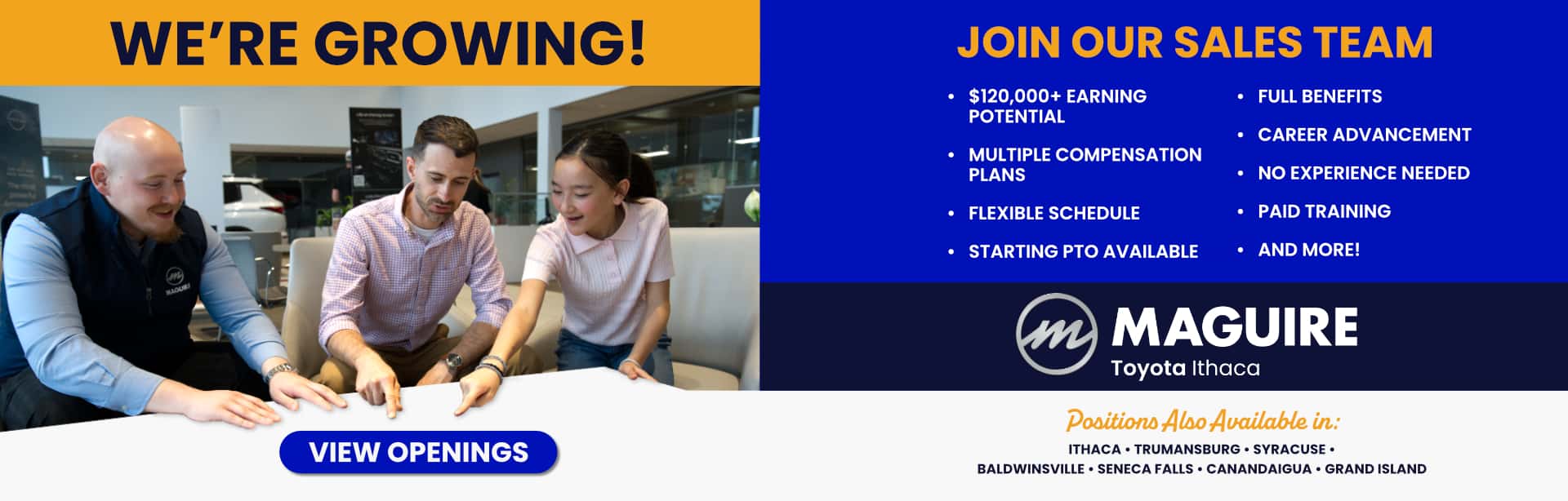 Now Hiring Sales Consultants at all Maguire Dealerships