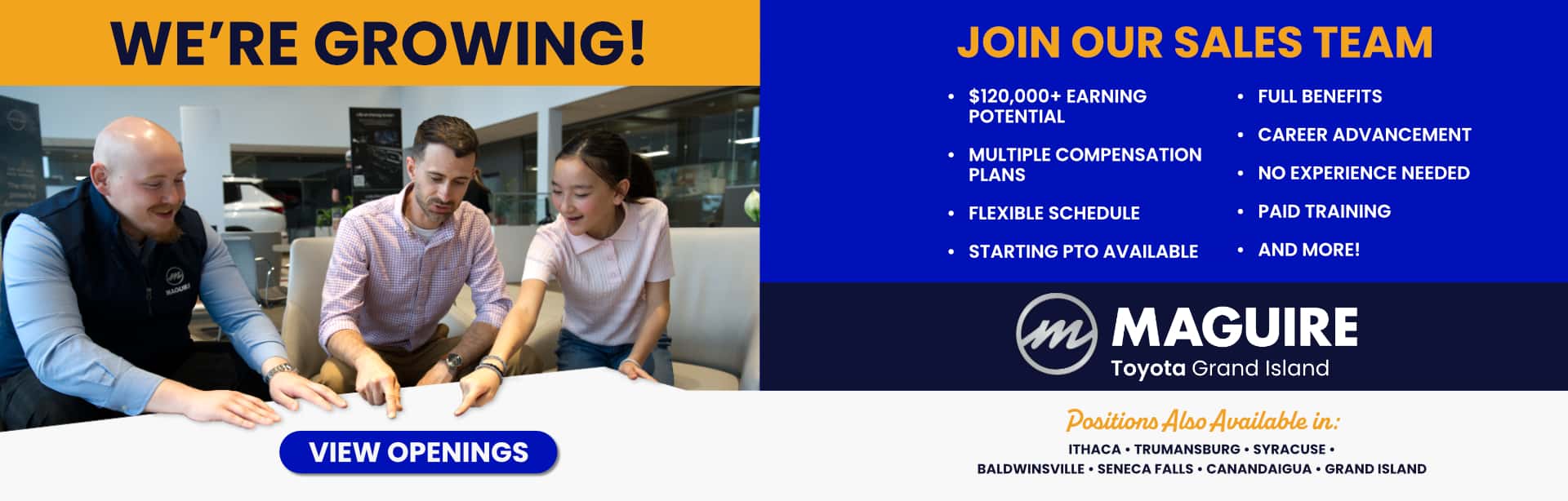 Now Hiring Sales Consultants at all Maguire Dealerships