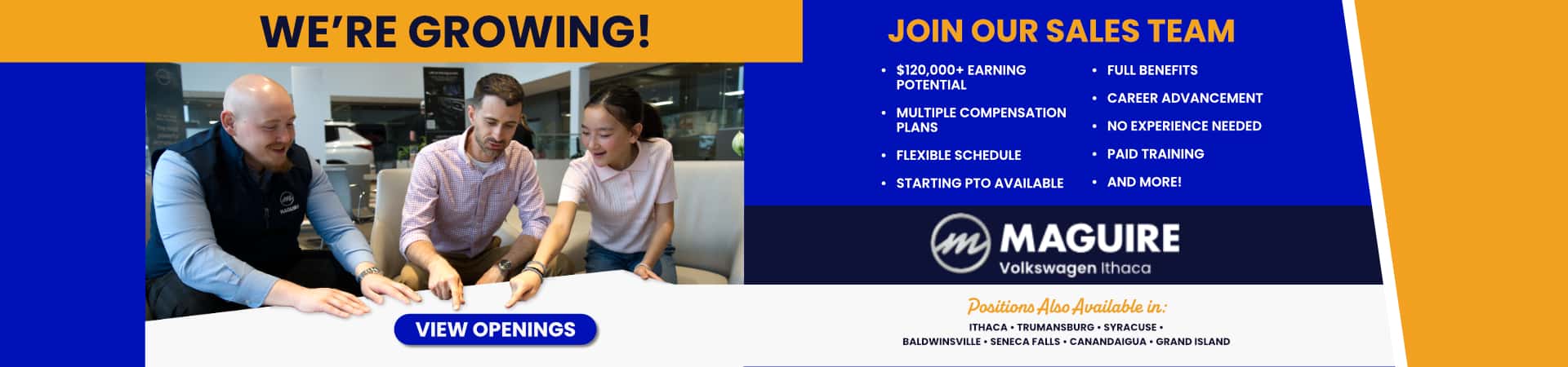 Now Hiring Sales Consultants at all Maguire Dealerships