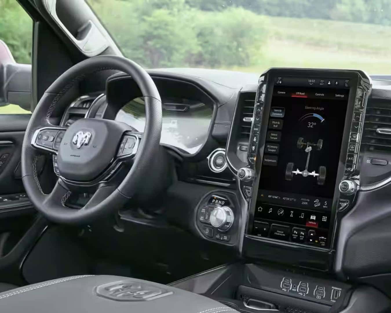 Interior dashboard shot of the 2026 RAM 1500.