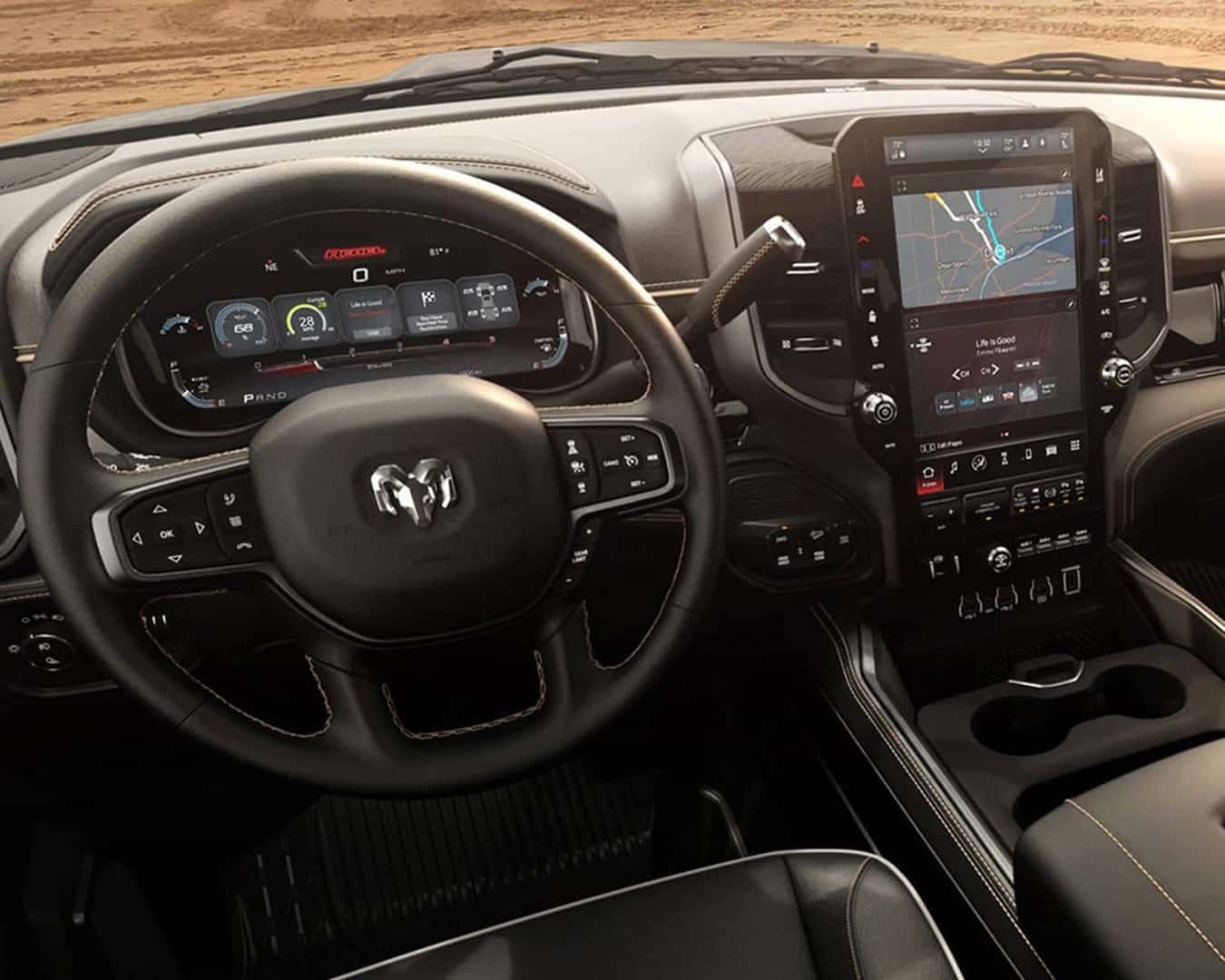 Interior dashboard shot of the 2026 RAM 2500.