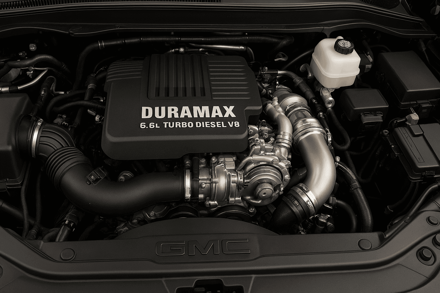 Duramax 6.6L Turbo-Diesel V8 engine featured in 2025 GMC HD trucks at Matt Nimey GMC in Boonville, NY