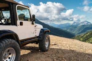 Off road vehicle in mountains
