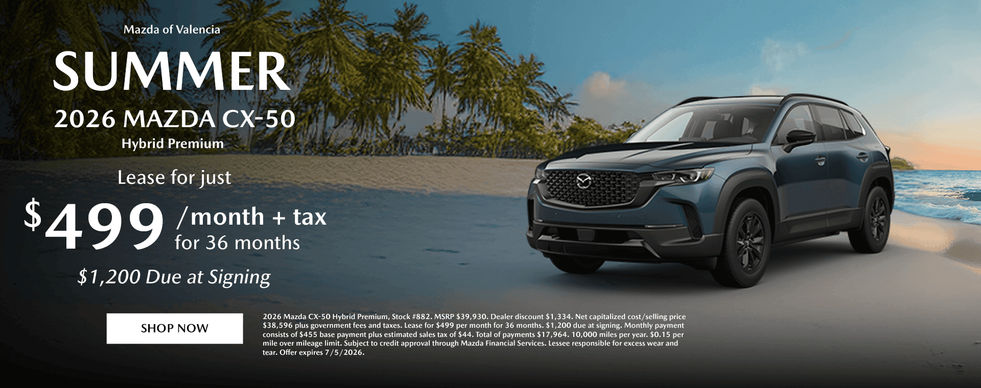 2026 Mazda CX-50 Hybrid lease for just $499 per month for 36 months