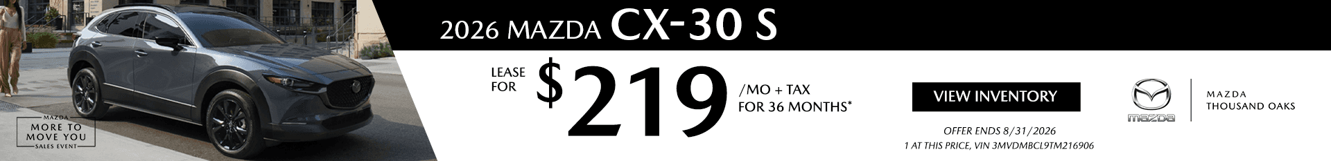 Mazda TO 2026 Aug SRP 26 CX30