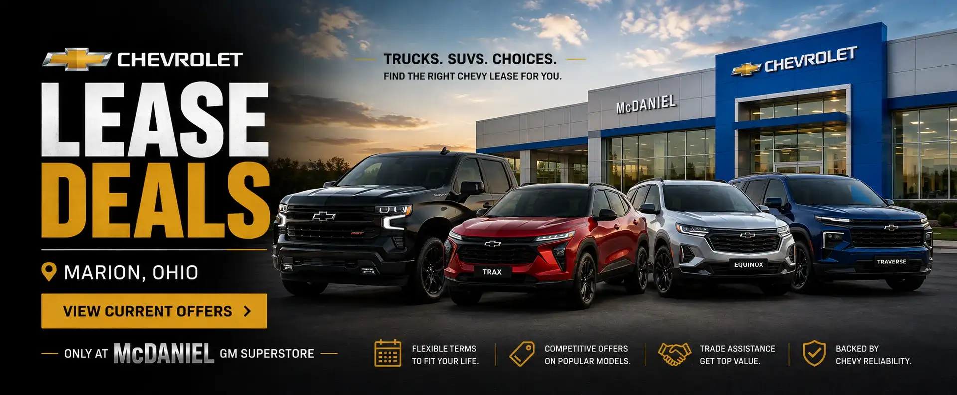Chevrolet lease deals in Marion Ohio at McDaniel GM Superstore