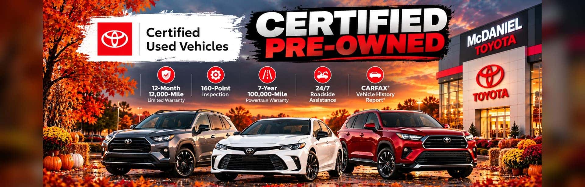 Toyota Certified Pre-Owned vehicles and Toyota Certified Used Vehicle benefits at McDaniel Toyota in Marion, Ohio.