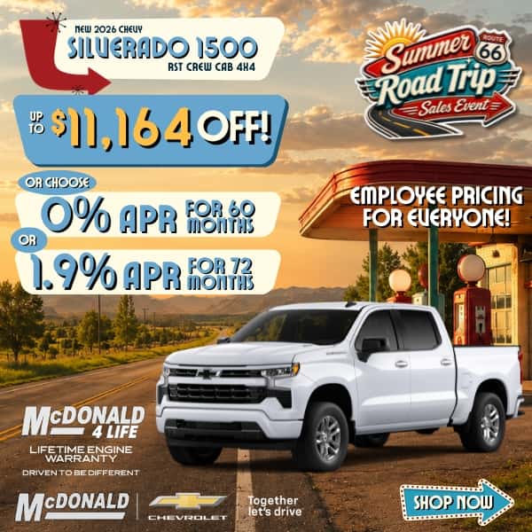 Up to $11,164 OFF Select New 2026 Silverado 1500s!