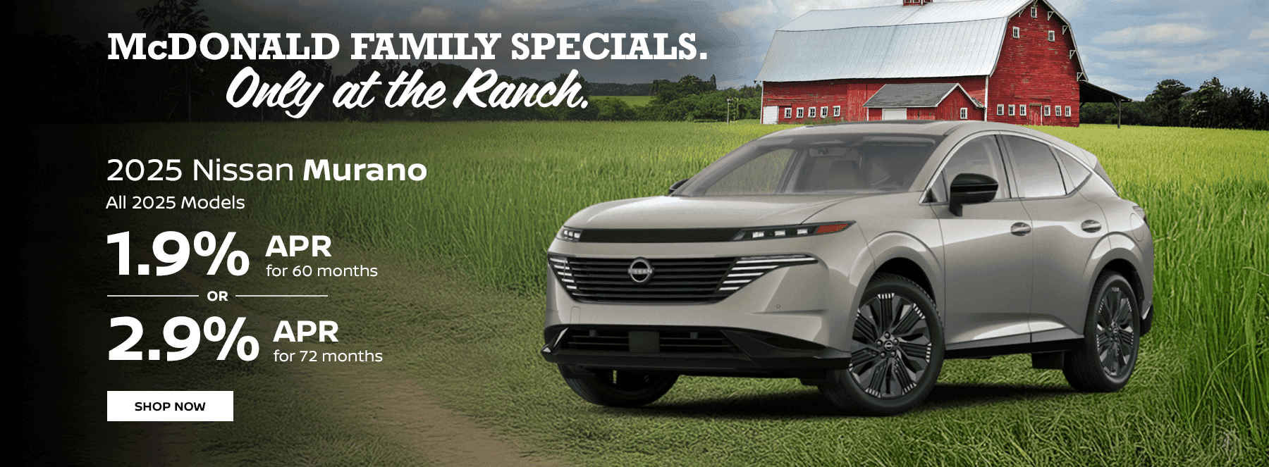 2025 Murano All 2025 Models 1.9% at 60 months or 2.9% at 72 months