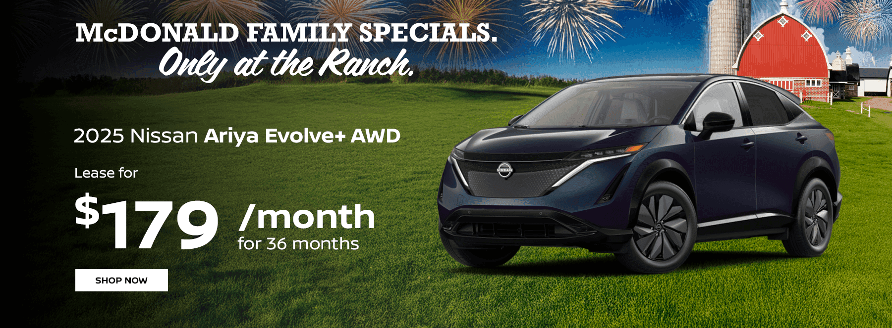 2025 Ariya Evolve+ AWD Lease for $179 per month for 36 months