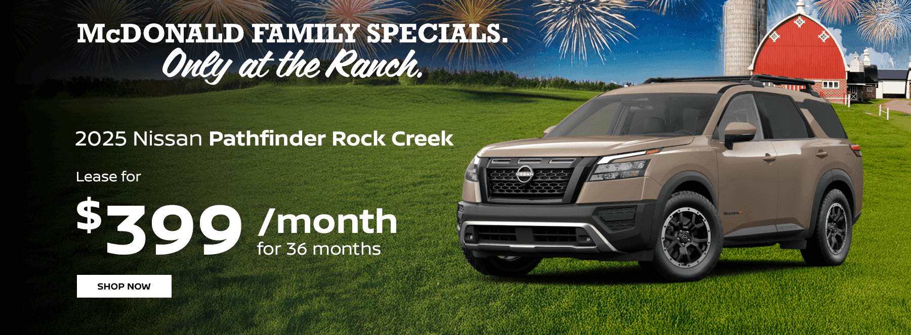 2025 Pathfinder Rock Creek Lease for $399 per month for 36 months